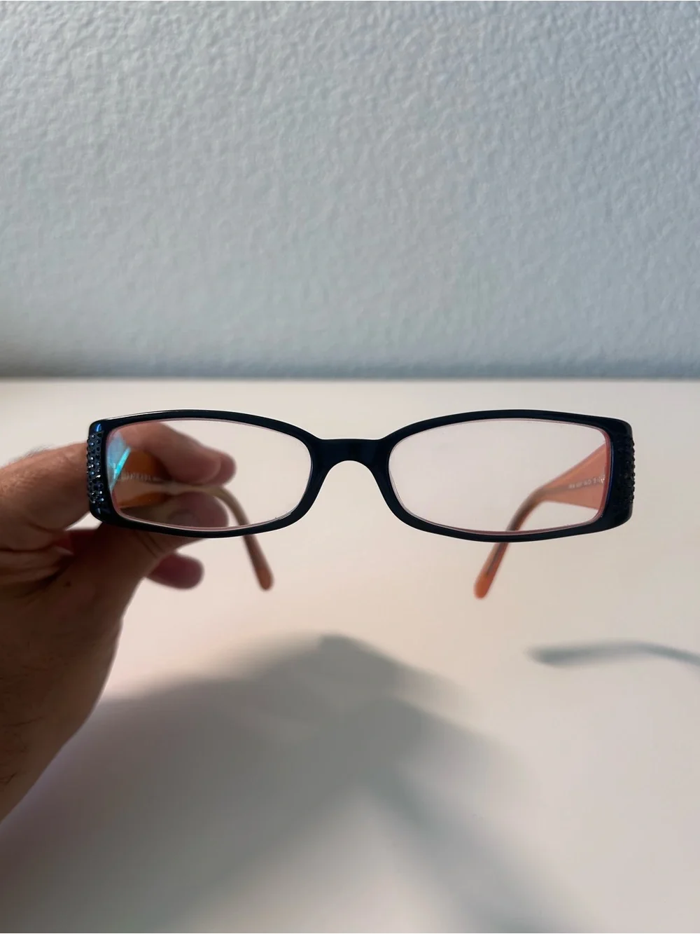 Prada Women’s Rectangular Black and Burnt Orange Fashion Glasses